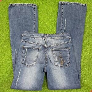 Baby Phat  Vintage Blue Flare‎ Bootcut Jeans Y2K Size 5 Distressed Denim